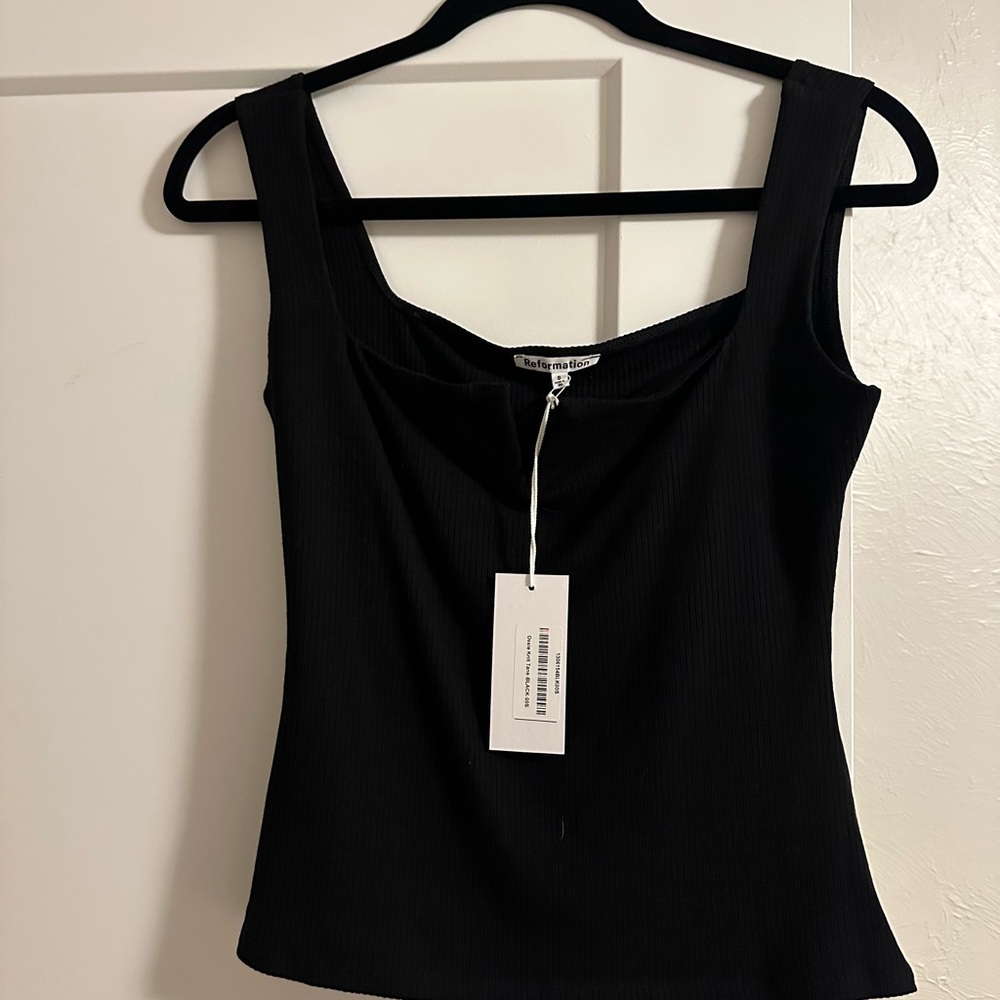 Reformation Black Ribbed Camisole
